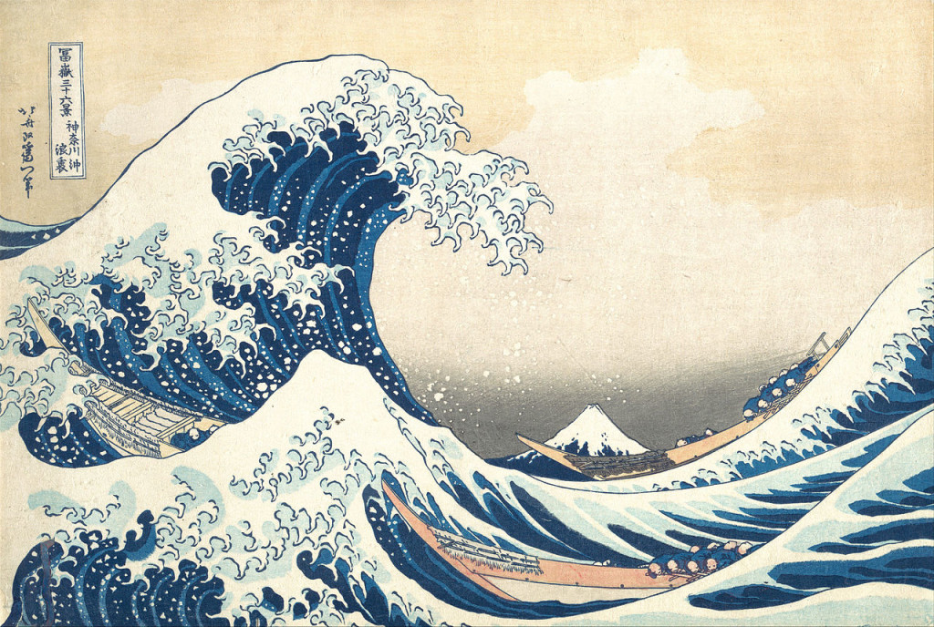Hokusai, La Grande vague de Kanagawa, 1831, Gravure sur bois, 25,7 x 37,9 cm, MET