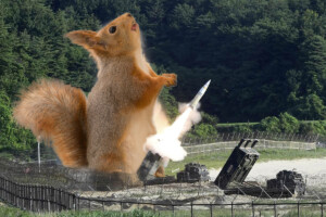 Un écureuil tirant un missile