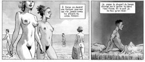 Une planche de bd en noir et blanc
