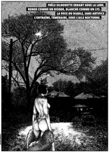 Dessin en noir et blanc d'une femme nue